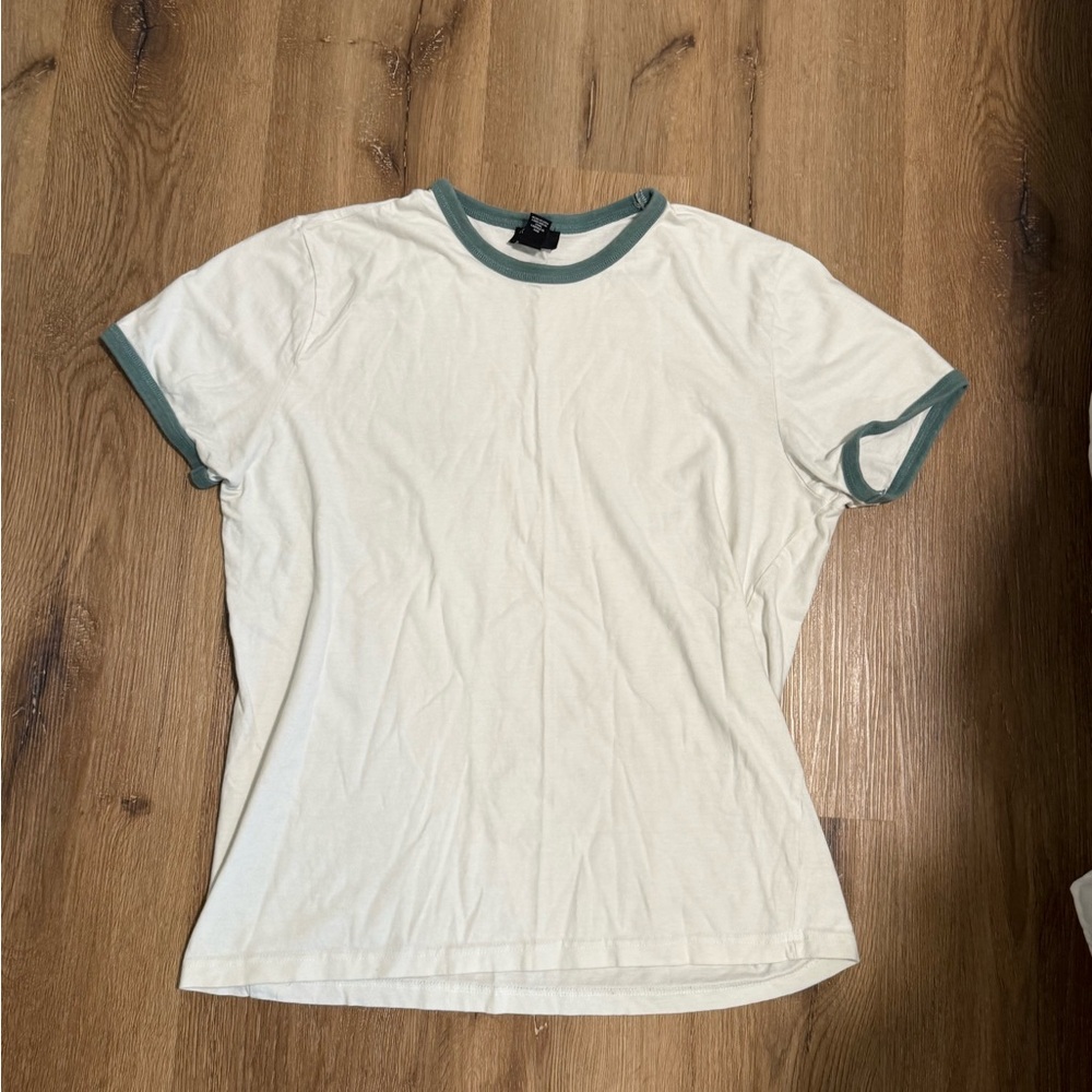 Forever 21 Cream Tee with Green Trim